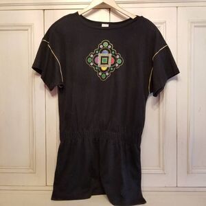 Vintage 80's Top Elastic Waist Metallic Detail size M